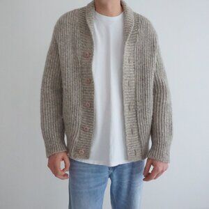 Caldwell Taupe Shawl Collar Cardigan Eclectic Grandpa Old Money Iconic Wool M
